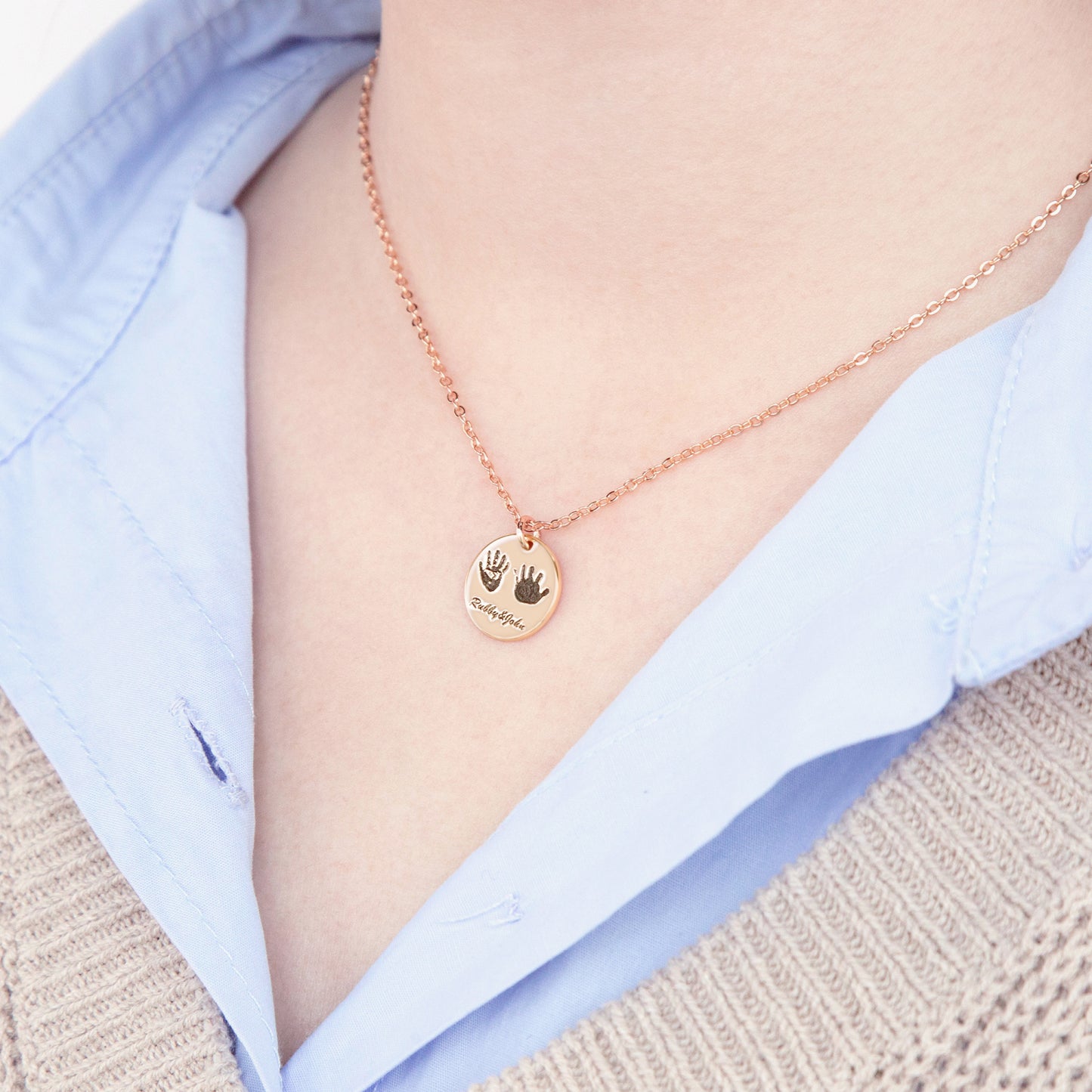 Custom Handprint Necklace with Name
