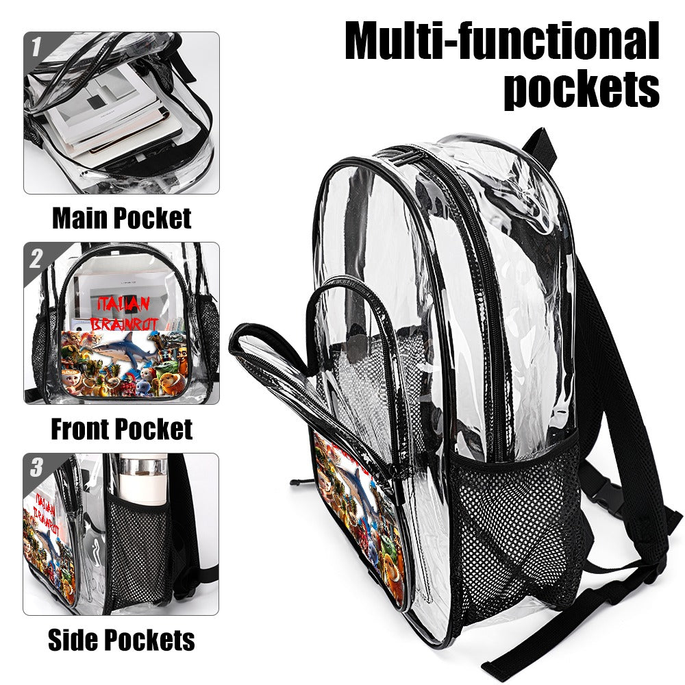 Italian Brainrot Tralalelo Transparent backpack