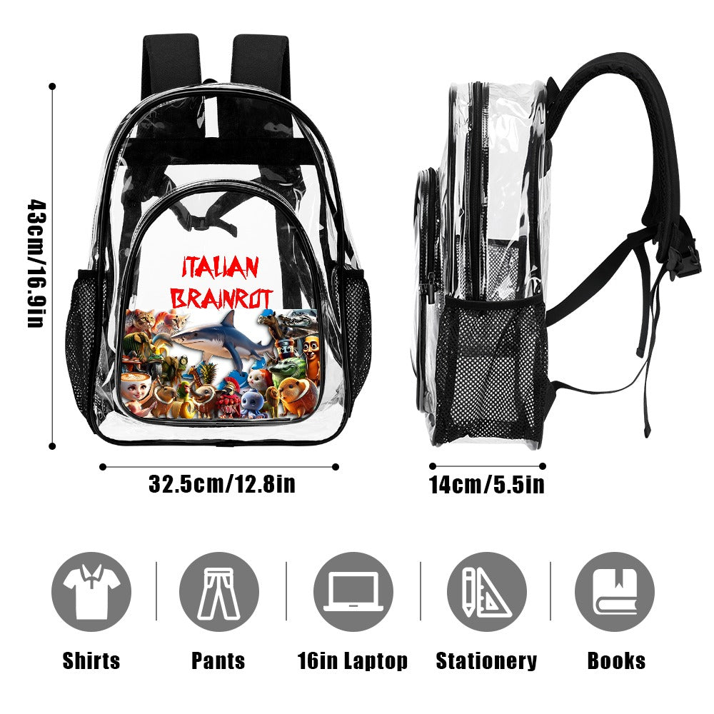 Italian Brainrot Tralalelo Transparent backpack