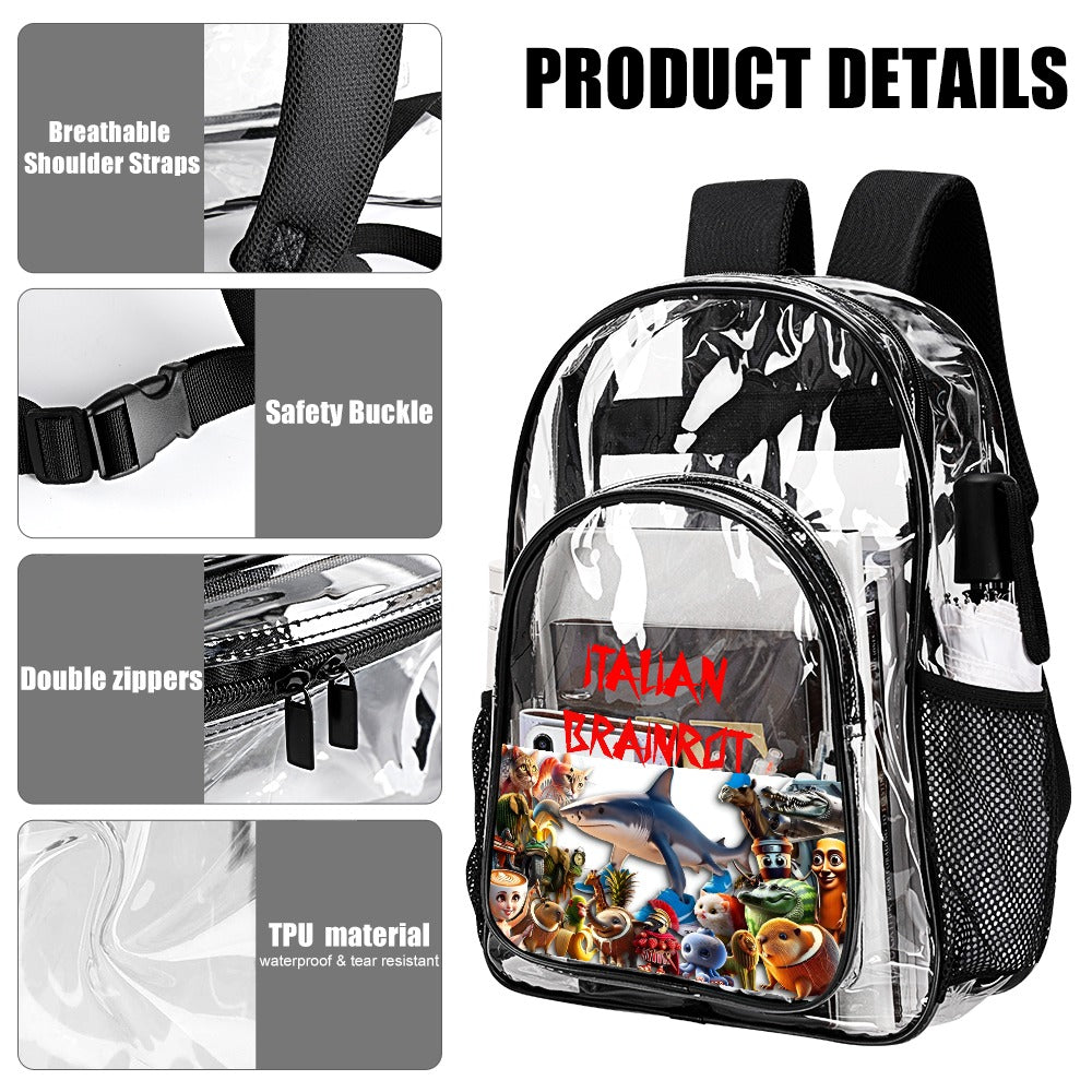Italian Brainrot Tralalelo Transparent backpack