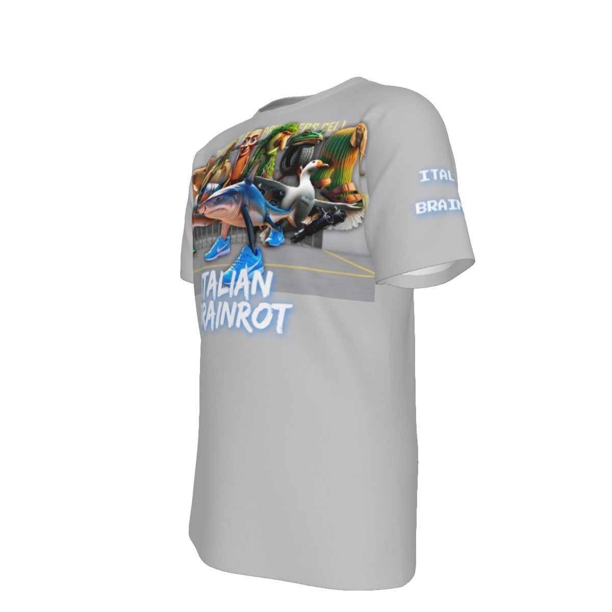 Adult Italian Brainrot Grey O-Neck T-Shirt | 190GSM Cotton