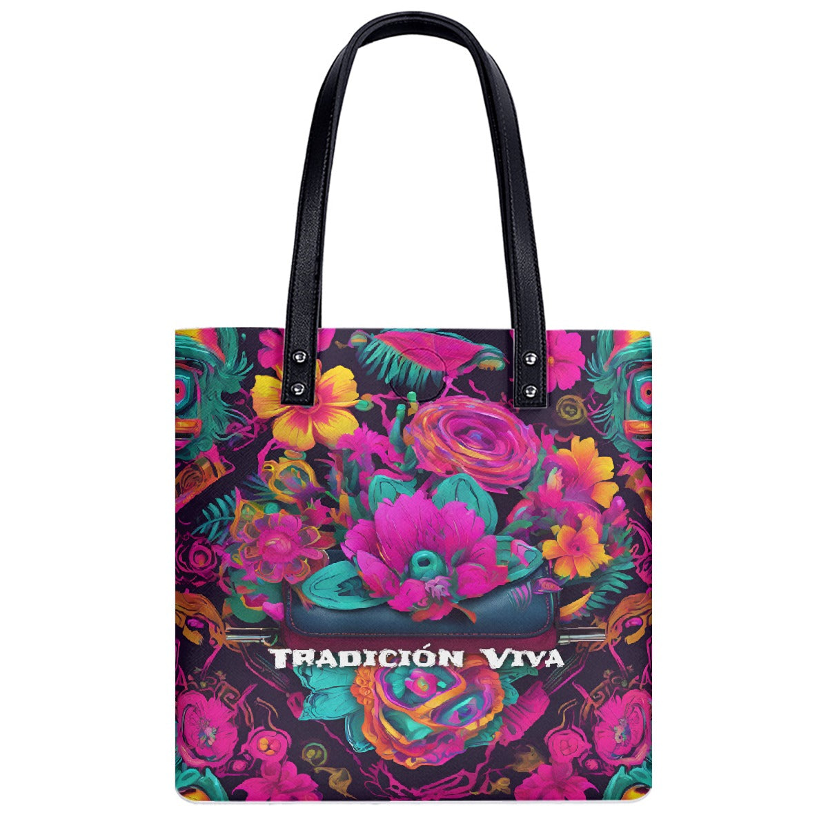 Mexican Tote Bag Tradicion Viva Otomi PU Shoulder Bag