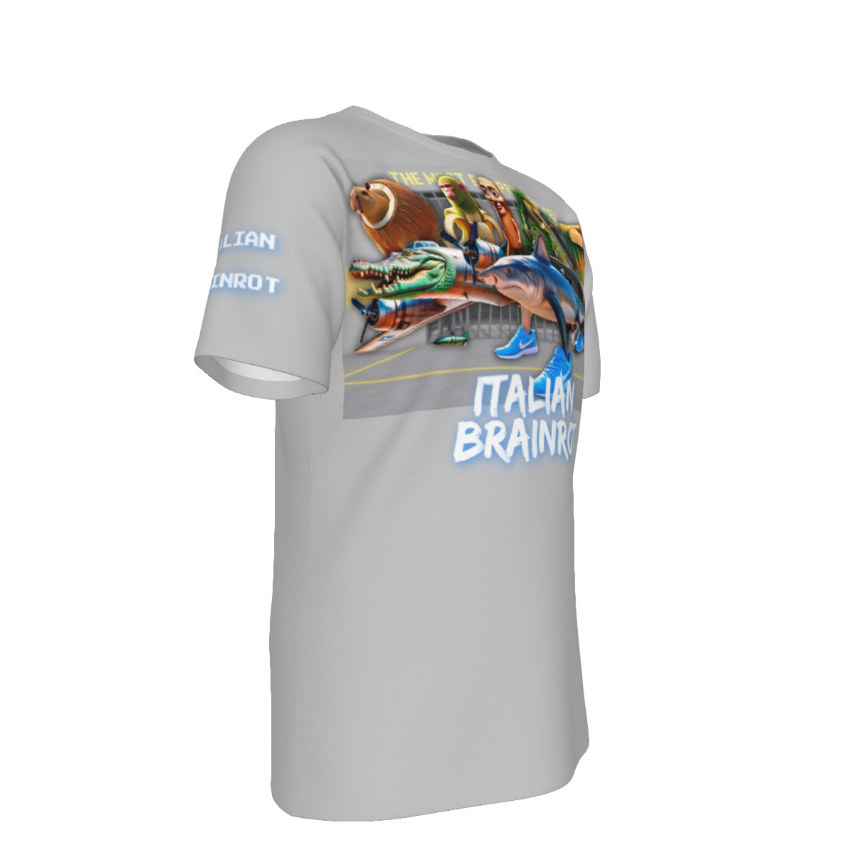Adult Italian Brainrot Grey O-Neck T-Shirt | 190GSM Cotton