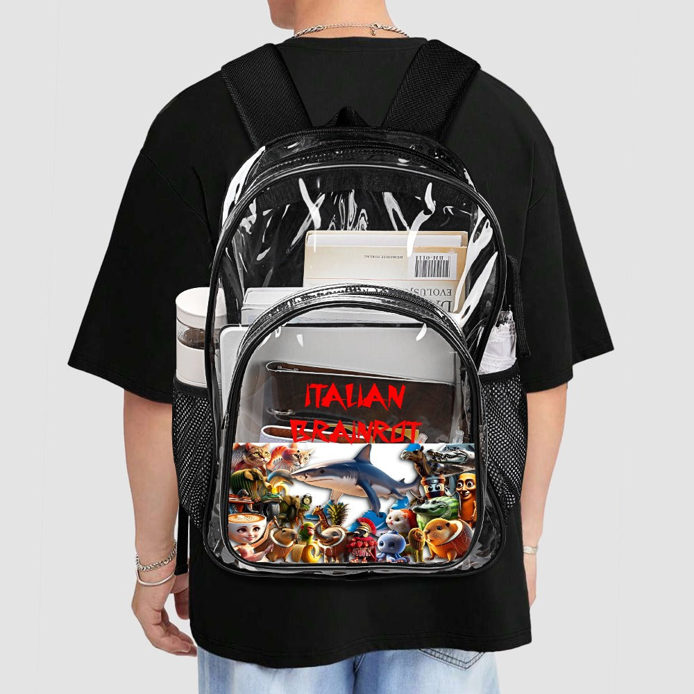 Italian Brainrot Tralalelo Transparent backpack