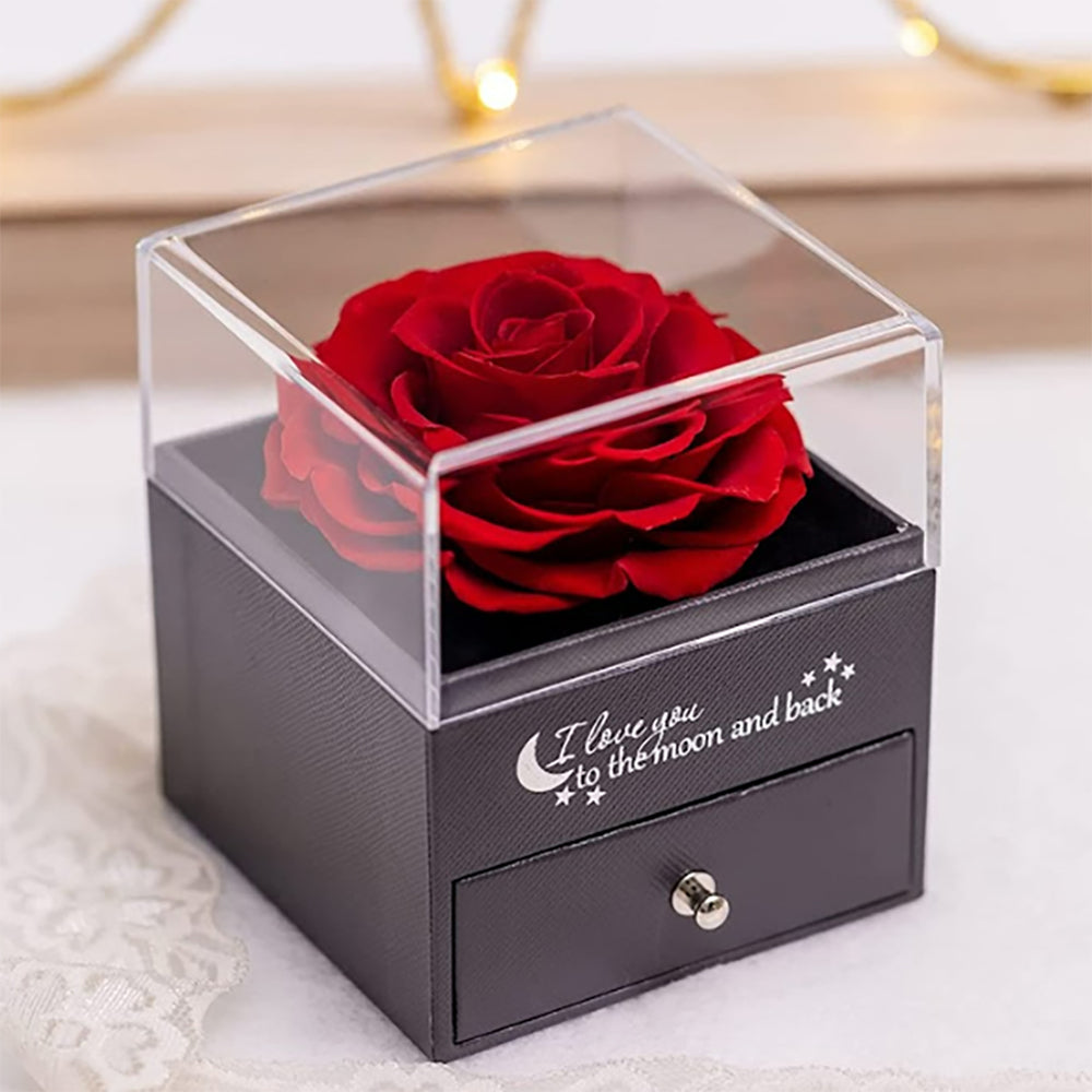 Rose Box with Hearts Necklace