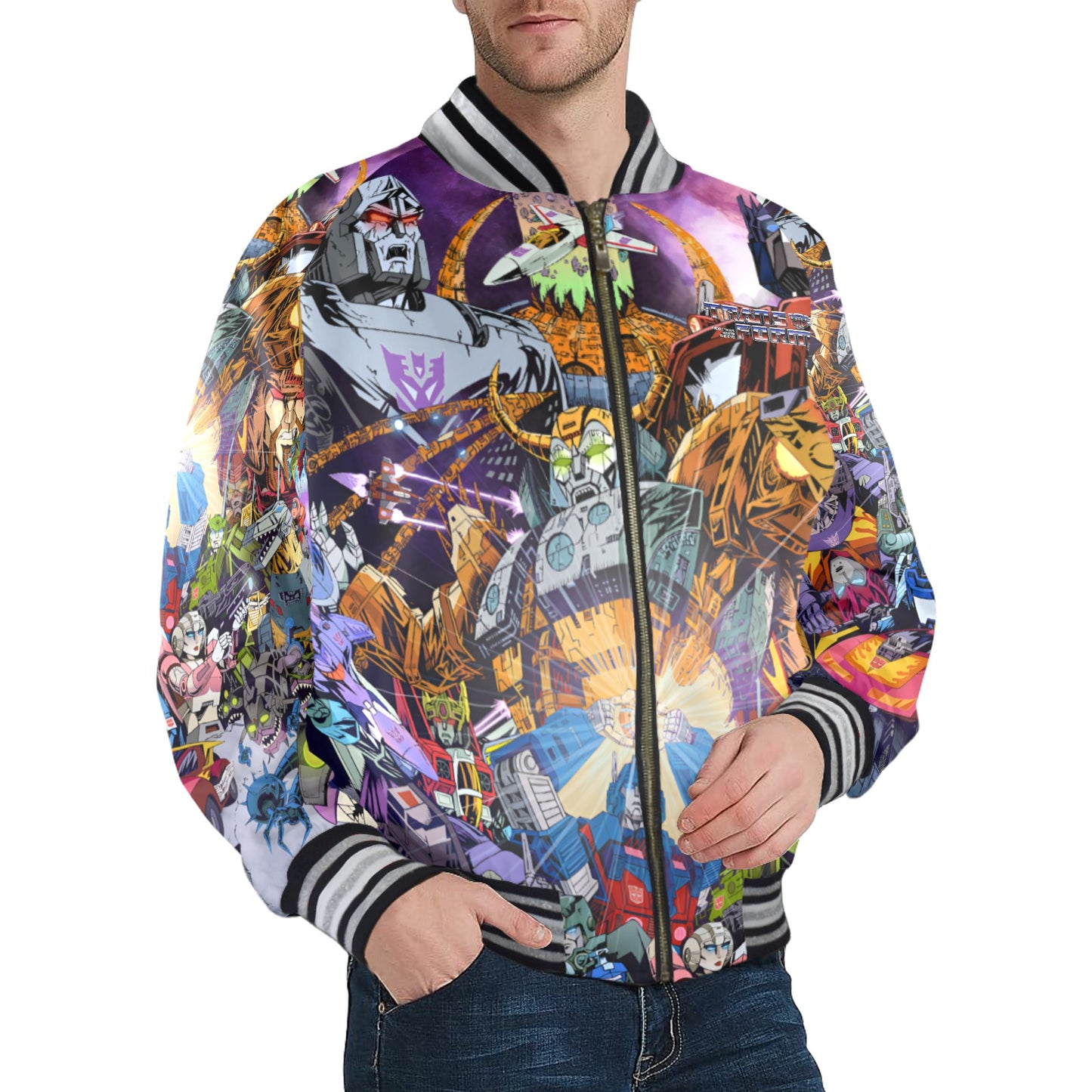 Transformers G1 Striped Trim Bomber Jacket