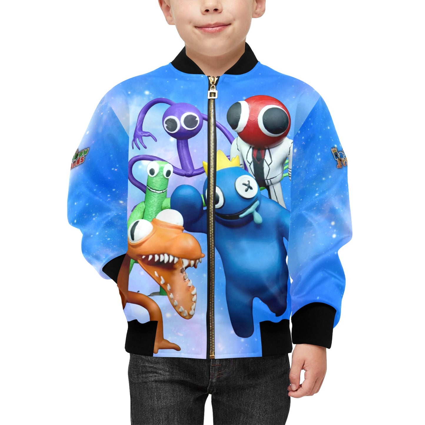 Kids Rainbow Friends Bomber Jacket with Pockets