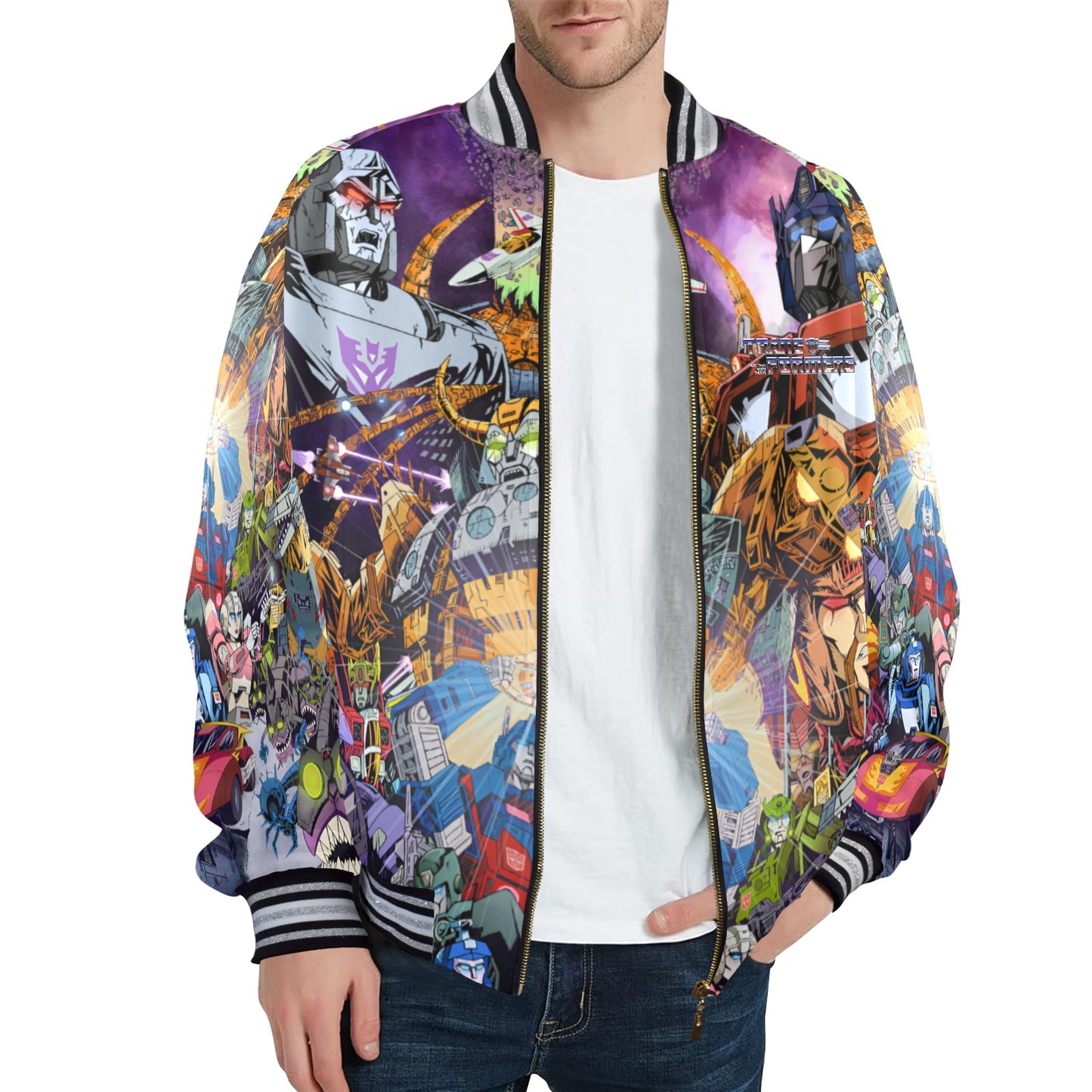 Transformers G1 Striped Trim Bomber Jacket