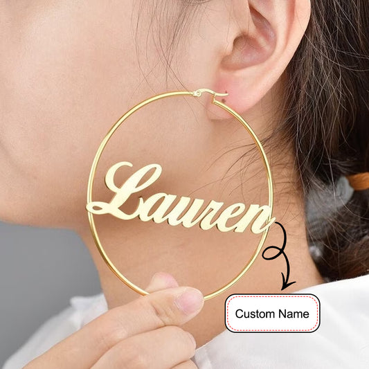 Custom Name Hoop Earrings