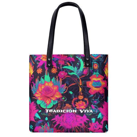 Mexican Tote Bag Tradicion Viva Beach Boho PU Shoulder Bag