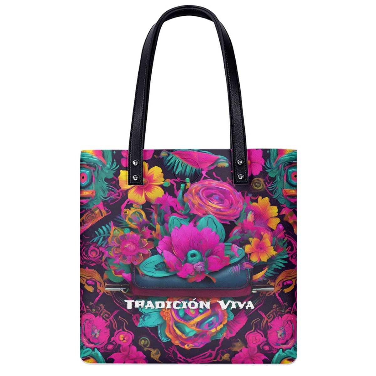 Mexican Tote Bag Tradicion Viva Otomi PU Shoulder Bag