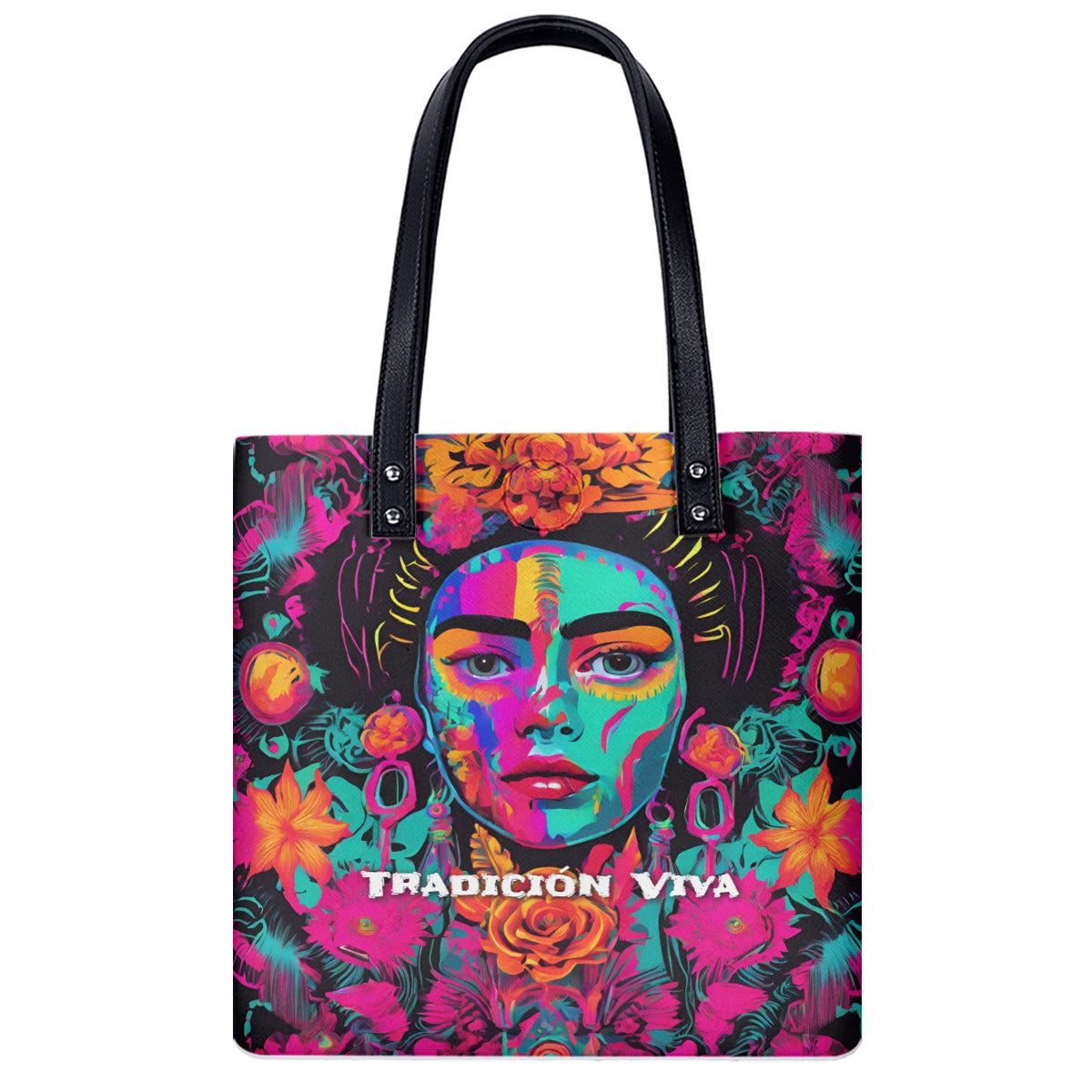 Mexican Tote Bag Tradicion Viva Beach Boho PU Shoulder Bag