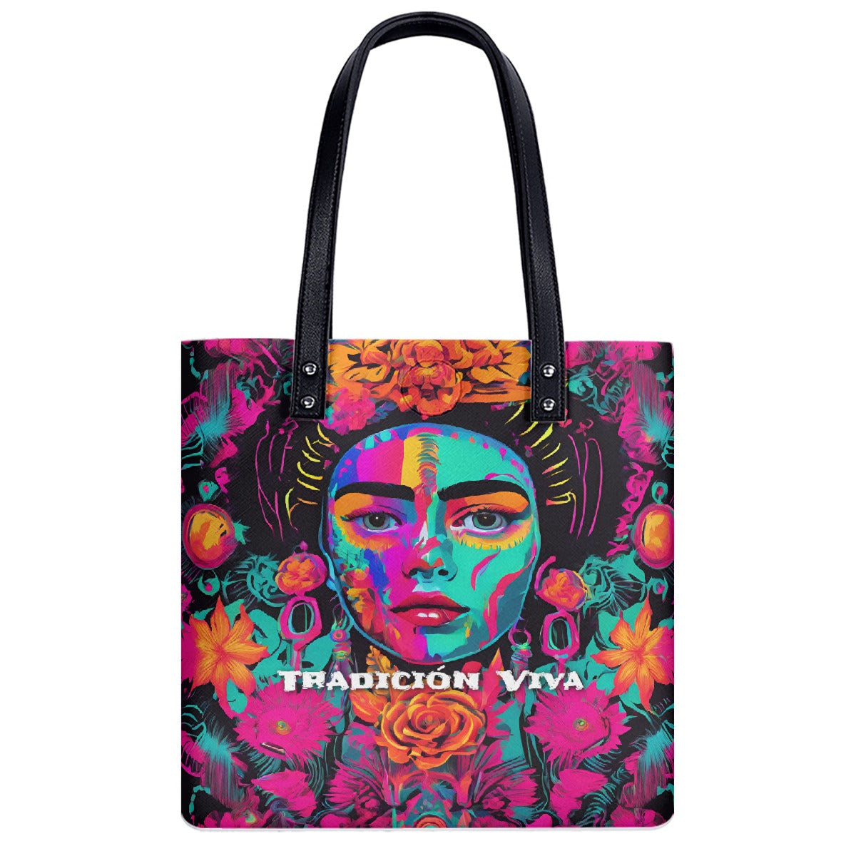 Mexican Tote Bag Tradicion Viva Beach Boho PU Shoulder Bag