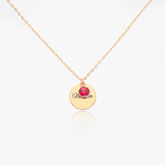 Custom Circle Shape Birthstone Necklace