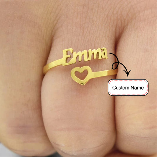 Custom Heart Name Ring