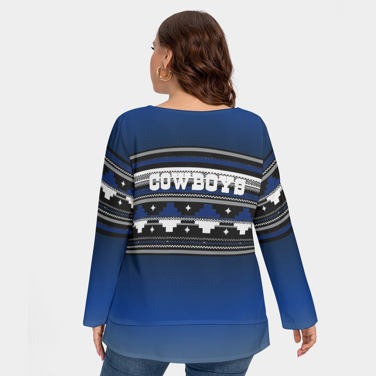 Women’s Dallas Football T-shirt With Decorative Buttons (Plus Size)