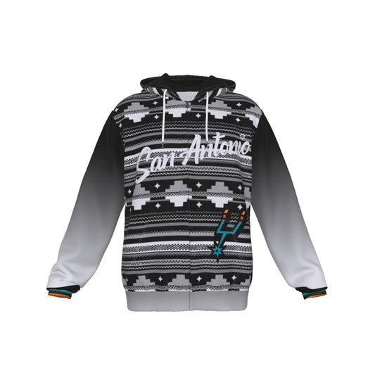 San Antonio Serape Style Basketball Zip Up Hoodie With Pocket