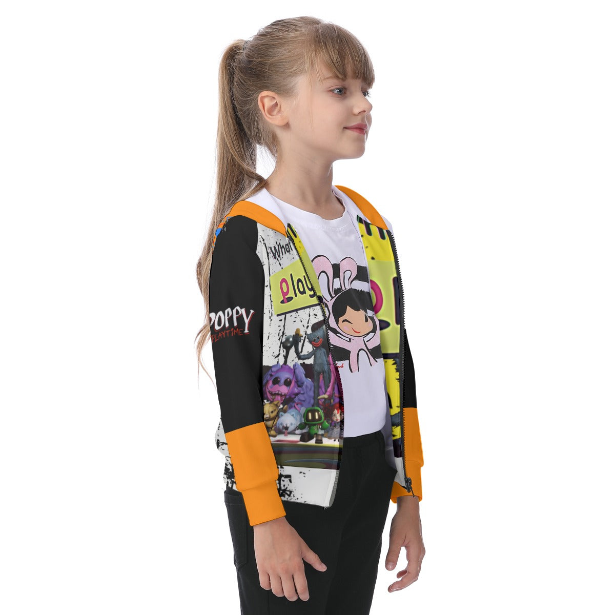 Kids Huggy Wuggy Poppy Playtime Zip Up Hoodie