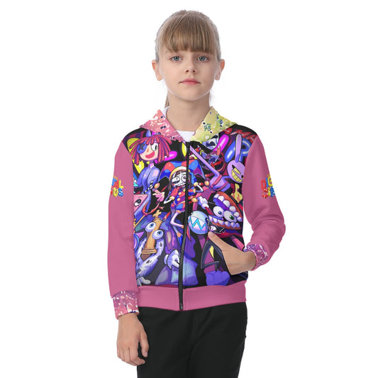 Kid's Amazing Digital Circus Zip-up Hoodie With Patch Pocket