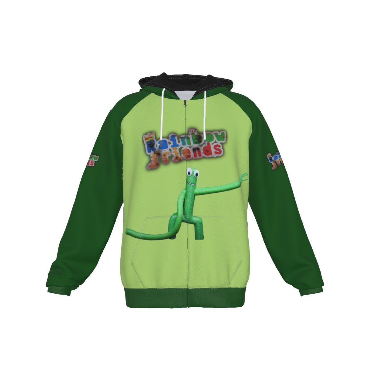 Adult Rainbow Friends Green Zip Up Hoodie