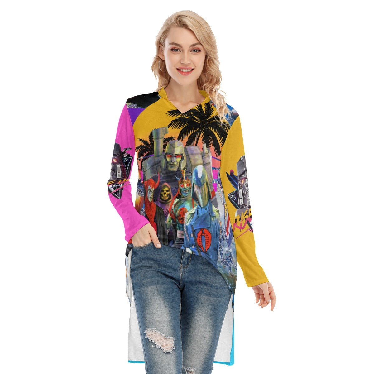 Women's 1980s Cartoon Villains Casual T-shirt With Middle Sleeves