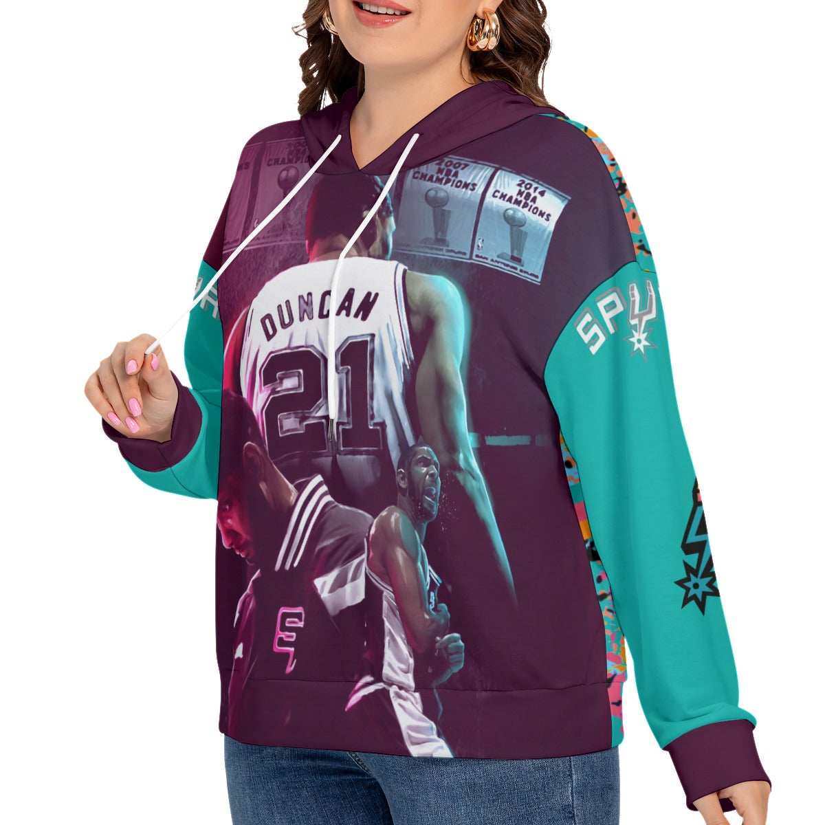 Spurs Tim Duncan Pullover Hoodie (Plus Size)