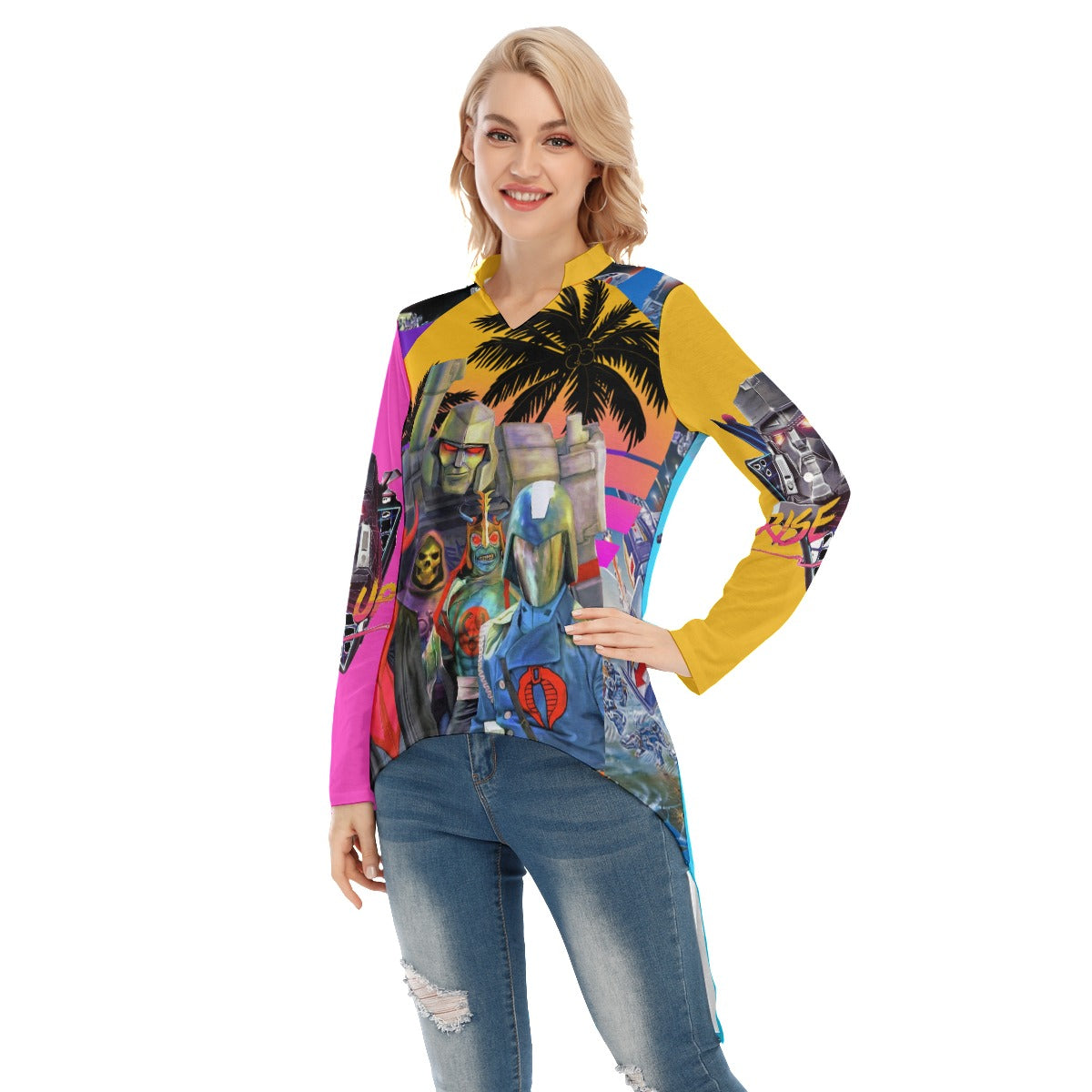 Women's 1980s Cartoon Villains Casual T-shirt With Middle Sleeves