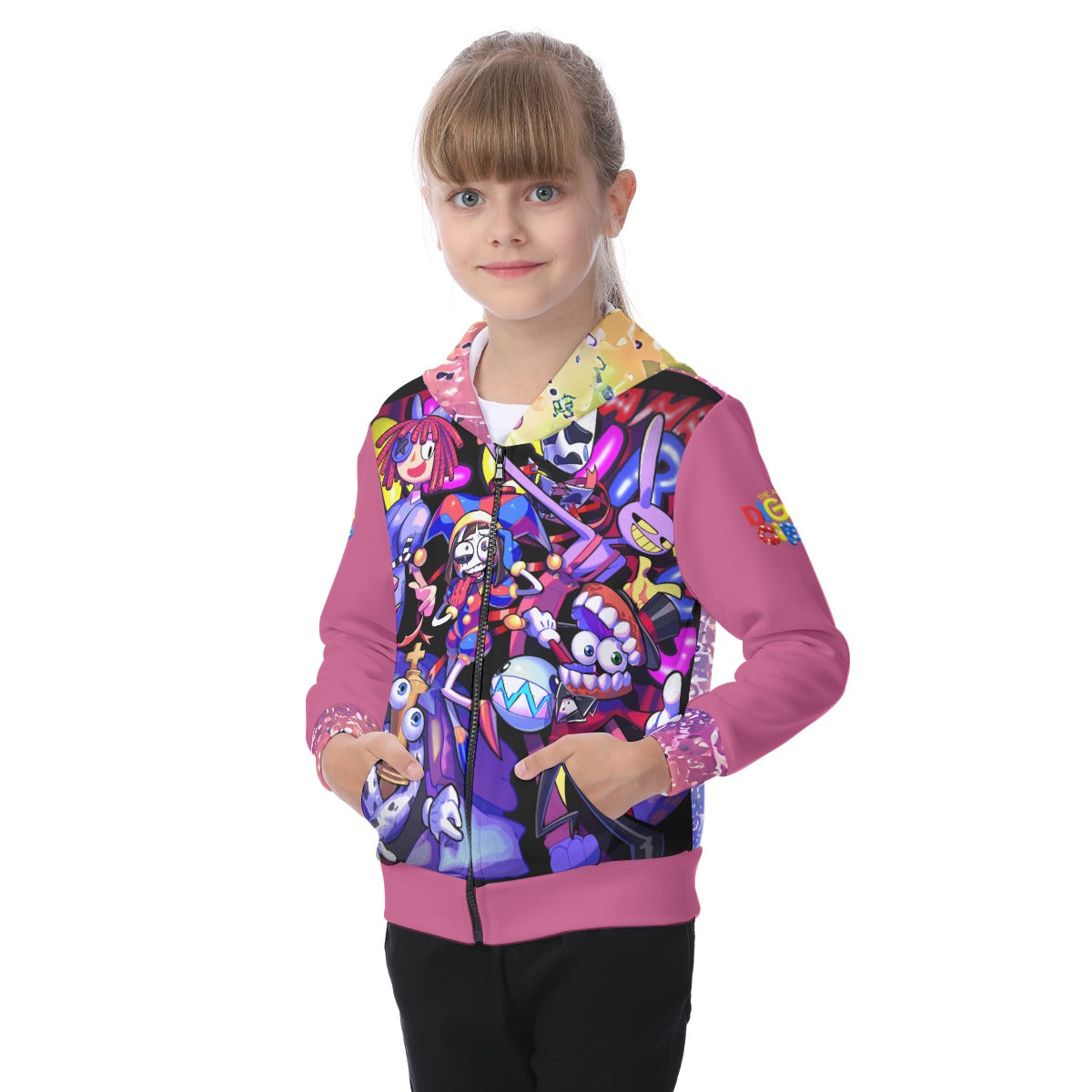 Kid's Amazing Digital Circus Zip-up Hoodie With Patch Pocket